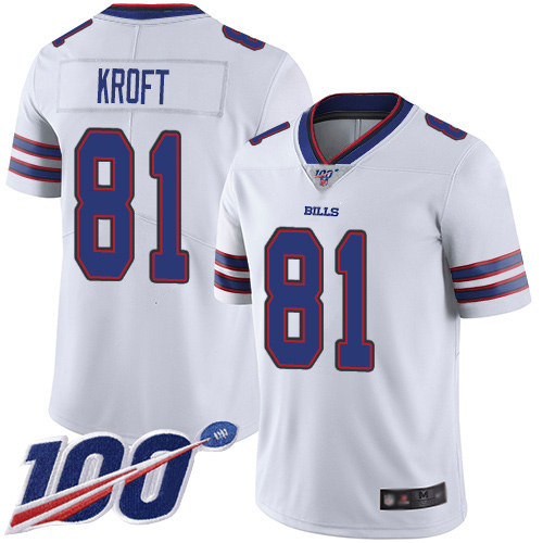 Men Buffalo Bills #81 Tyler Kroft White Vapor Untouchable Limited Player 100th Season NFL Jersey